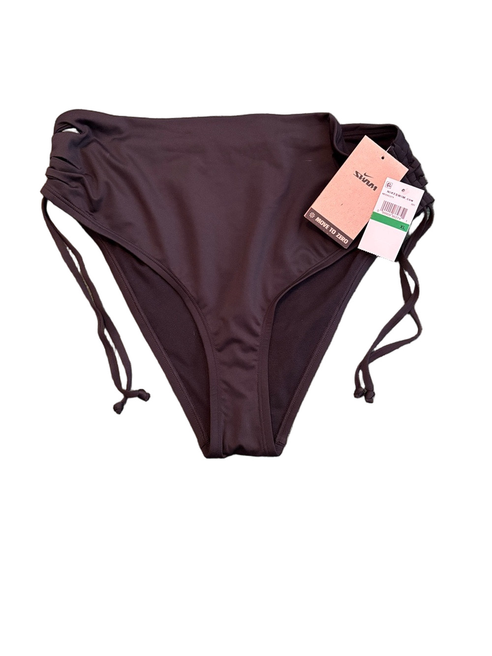 NWT Nike Swim High Waist Bikini Bottom Side Cutouts And Ties Black XL